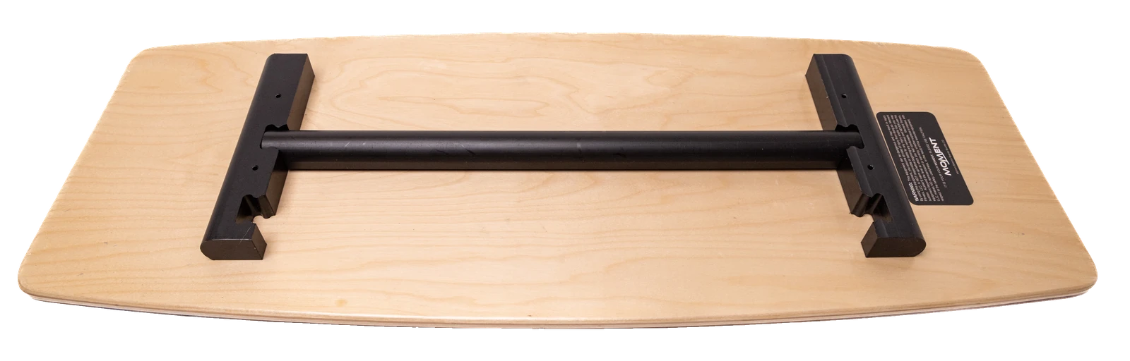 Underside of the Moment Balance Board showing the adjustable center rail